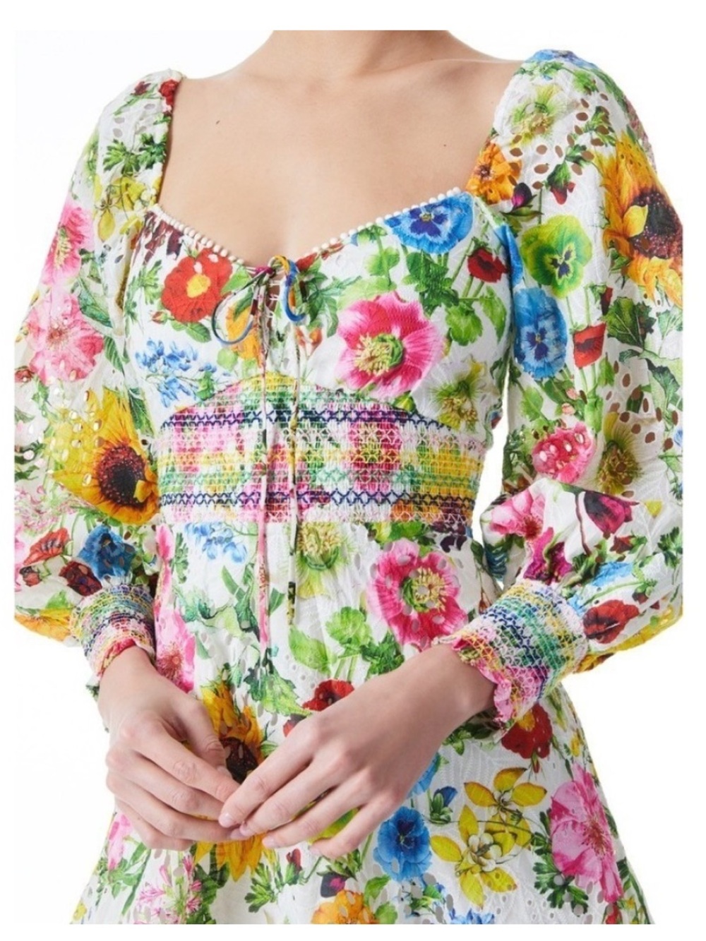 Alice & Olivia floral lace long sleeve mini dress - Picture 3 of 10